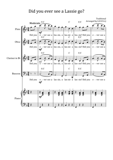 Did you ever see Lassie go? - Woodwind Quartet + Piano Accompaniment (arr. G.D.V.S.L.J)