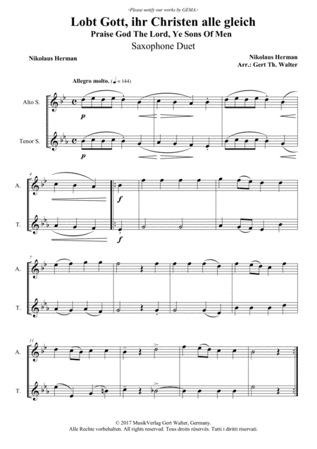 Praise God The Lord, Ye Sons Of Men (arr. Gert Th. Walter)