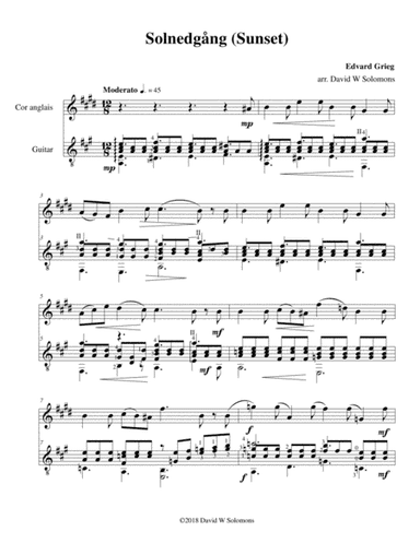 Solnedgång (Sunset) for cor anglais and guitar (arr. David Warin Solomons)