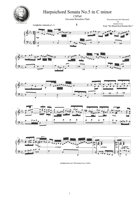 Platti - Harpsichord (or Piano) Sonata No.5 in C minor Op.1 CSPla8 (arr. Santino Cara)