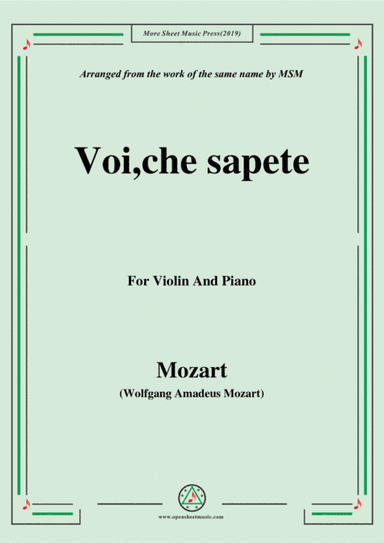 Mozart-Voi,che sapete,for Violin and Piano (arr. MSM)