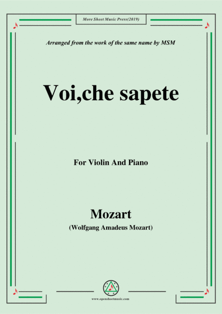 Mozart-Voi,che sapete,for Violin and Piano (arr. MSM)