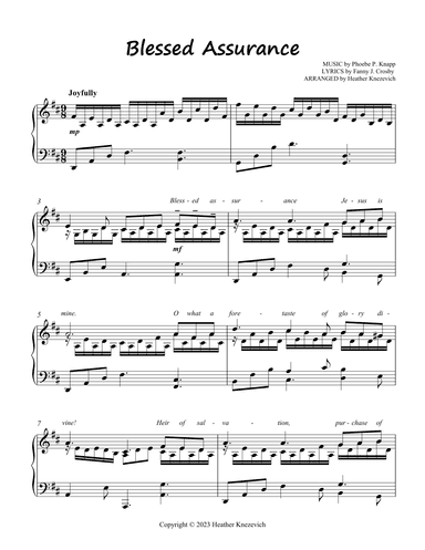 Blessed Assurance, advanced piano solo (arr. Heather Knezevich)