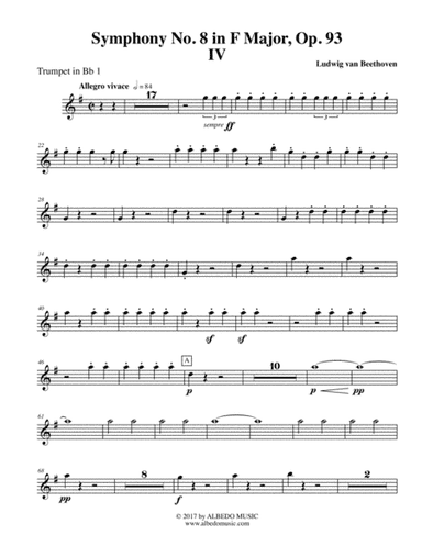 Beethoven Symphony No. 8, Movement IV - Trumpet in Bb 1 (Transposed Part), Op. 93 (arr. Doug Clyde)