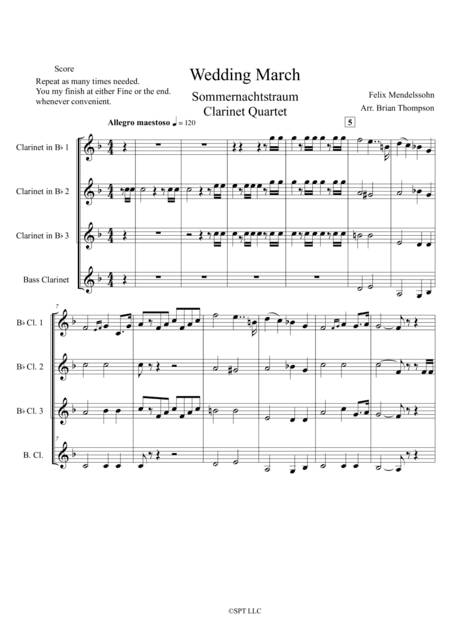 Wedding March for Clarinet Quartet (arr. Brian Thompson)