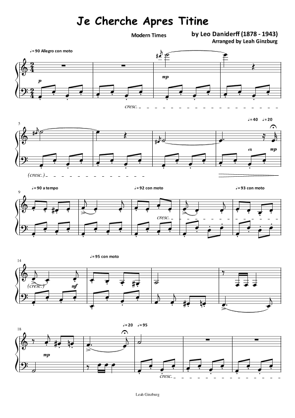 Je Cherche Apres Titine (arr. Leah Ginzburg)