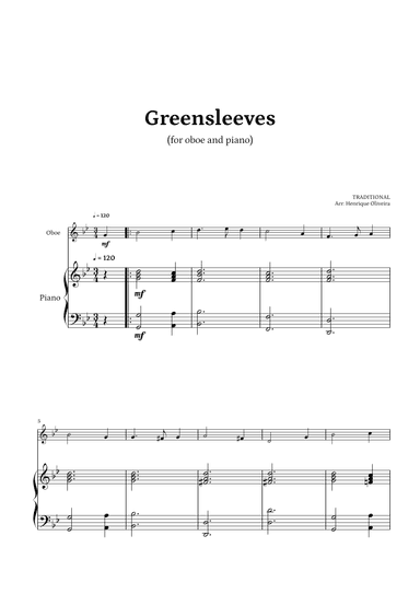 What Child Is This? (Greensleeves) - for oboe and piano (arr. Henrique Oliveira)