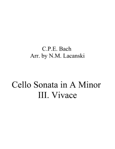 Cello Sonata in A Minor III. Vivace (arr. Nick Lacanski)