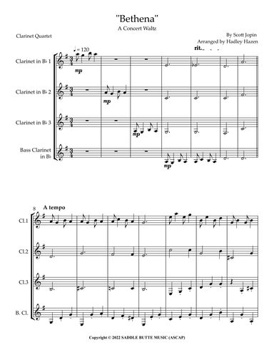 Bethena, A Ragtime Waltz (arr. Hadley Hazen)