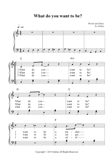 What do you want to be?(Nursery Rhymes for Easy Piano)
