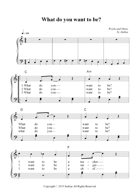 What do you want to be?(Nursery Rhymes for Easy Piano)