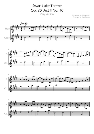 Swan Lake (theme) - Tchaikovsky - Flute and Oboe Duet (arr. Ygor Nunes)