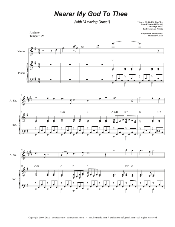 Nearer My God To Thee (with "Amazing Grace") (Alto Saxophone and Piano) (arr. Stephen DeCesare)
