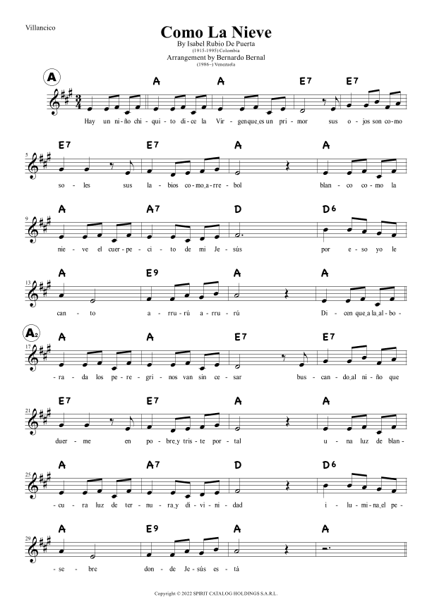 Como La Nieve (arr. Bernardo Bernal Hidalgo)
