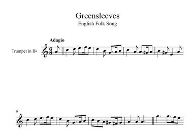 Greensleeves - English Folk Song (Trumpet) (arr. Digital Book Music)
