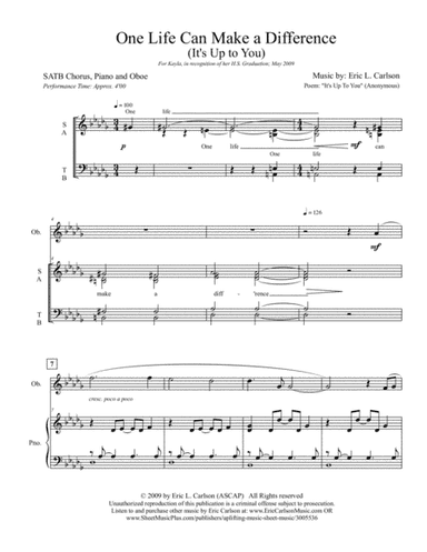 One Life Can Make A Difference (SATB)