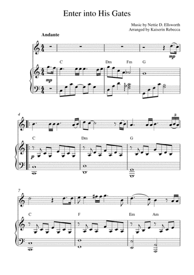 Enter into His Gates (horn solo and piano accompaniment) (arr. Kaiserin Rebecca)