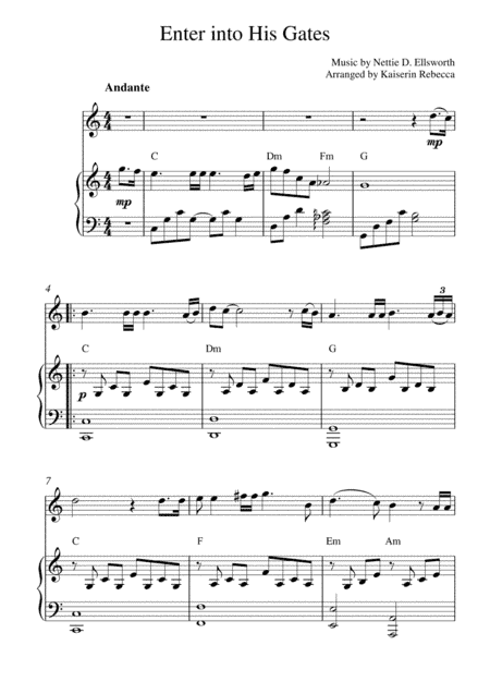 Enter into His Gates (horn solo and piano accompaniment) (arr. Kaiserin Rebecca)