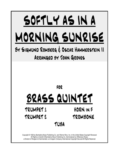 Softly As In A Morning Sunrise (arr. John Groves)