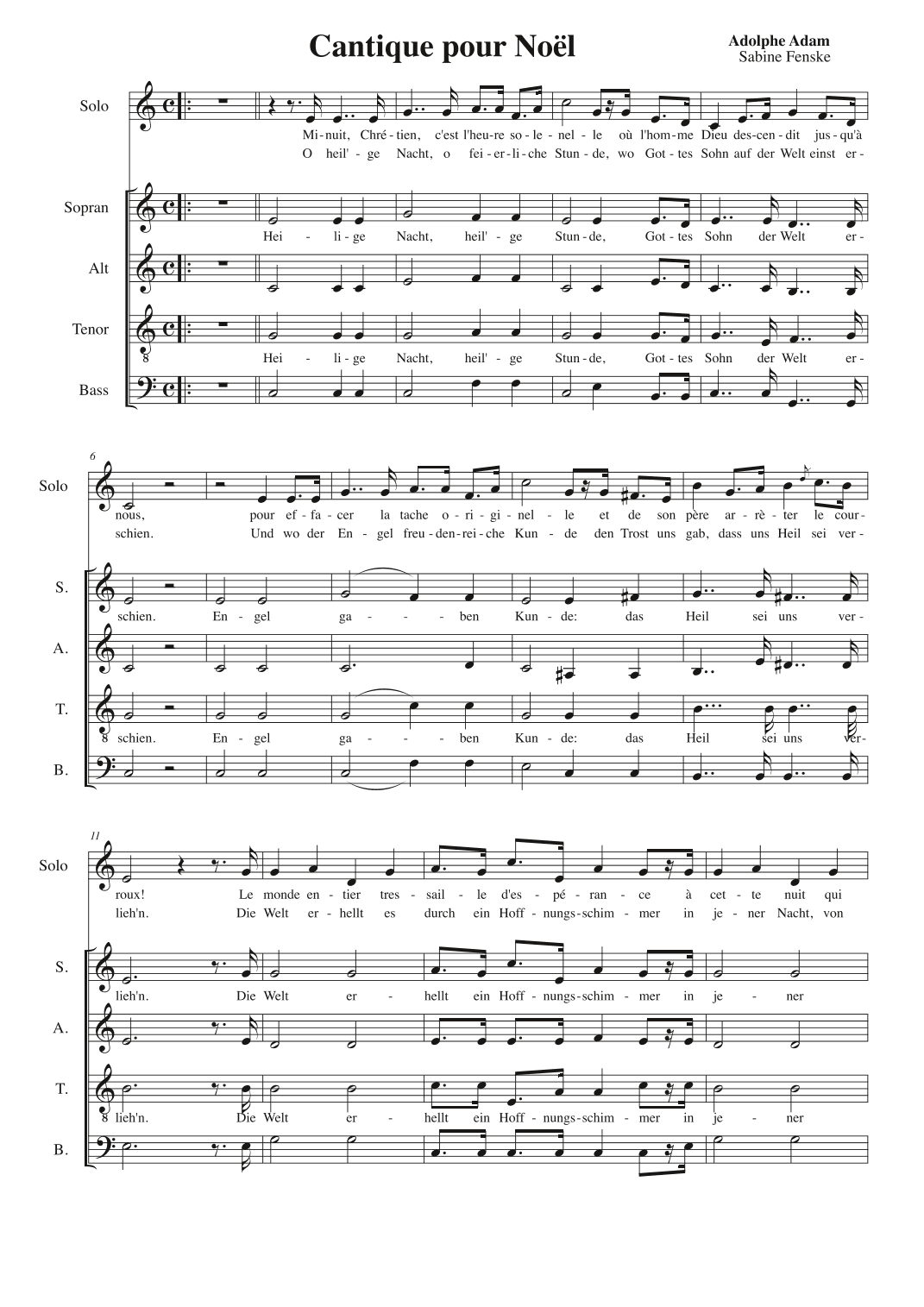 Cantique pour Noël (arr. Sabine Fenske)