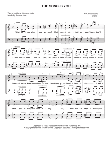 The Song Is You (arr. Walter Latzko)