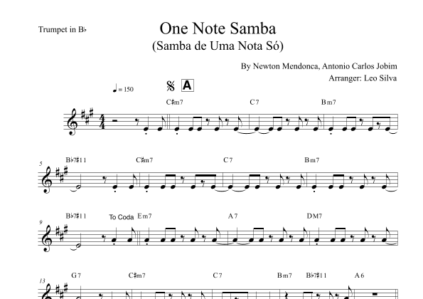 One Note Samba (samba De Uma Nota So) (arr. Leo Silva)