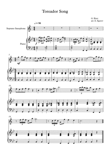 Toreador Song, Georges Bizet, For Soprano Saxophone & Piano (arr. Eugene Egorov)