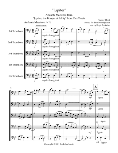 Jupiter (Andante Maestoso from "Jupiter, the Bringer of Jollity" from The Planets) (Bb) (Trombone Qu (arr. Regis Bookshar)