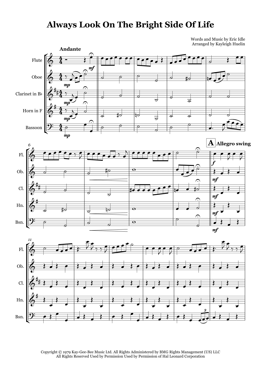 Always Look On The Bright Side Of Life (arr. Kayleigh Huelin)