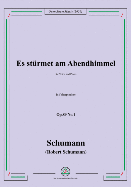 Schumann-Es stürmet am Abendhimmel,Op.89 No.1,in f sharp minor (arr. MSM)