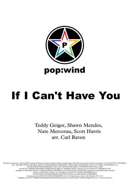 If I Can't Have You (arr. Carl Raven)