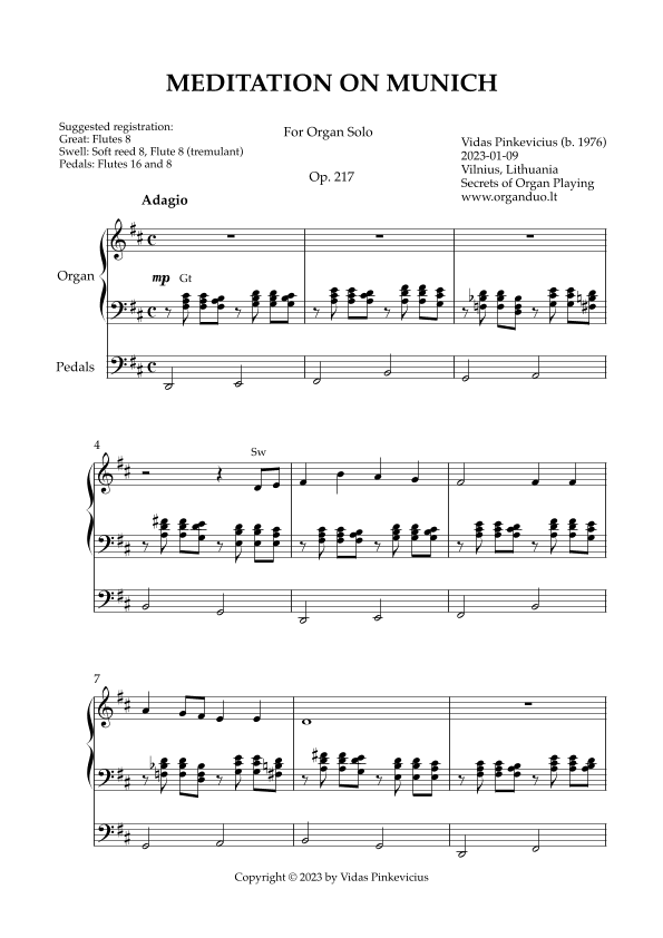 Meditation on Munich, Op. 217 (Organ Solo) by Vidas Pinkevicius