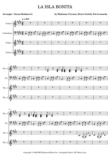 La Isla Bonita (arr. Zoran Radanovic)