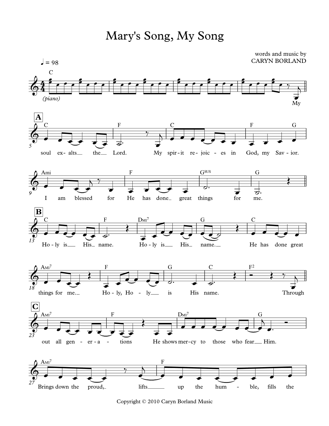 Mary's Song, My Song