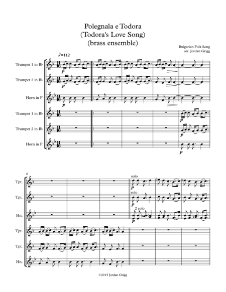 Polegnala e Todora (Todora's Love Song) (brass ensemble) (arr. Jordan Grigg)