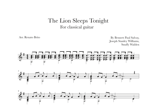 The Lion Sleeps Tonight (arr. Renato Brito)