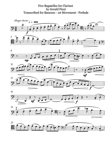 Finzi 5 Bagatells for Bassoon (arr. DavidJHare)