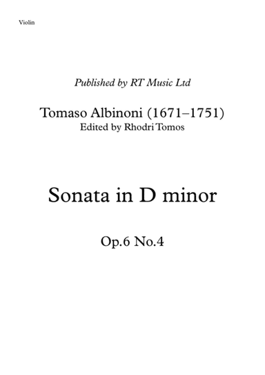Albinoni Op.6 No.4 - Sonata in D minor. Trumpet solo parts. (arr. Rhodri Tomos)