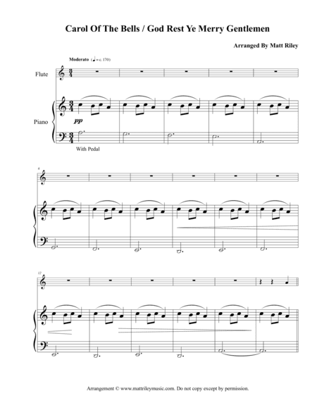 Carol of the Bells / God Rest Ye Merry Gentlemen - Flute (arr. www.mattrileymusic.com)