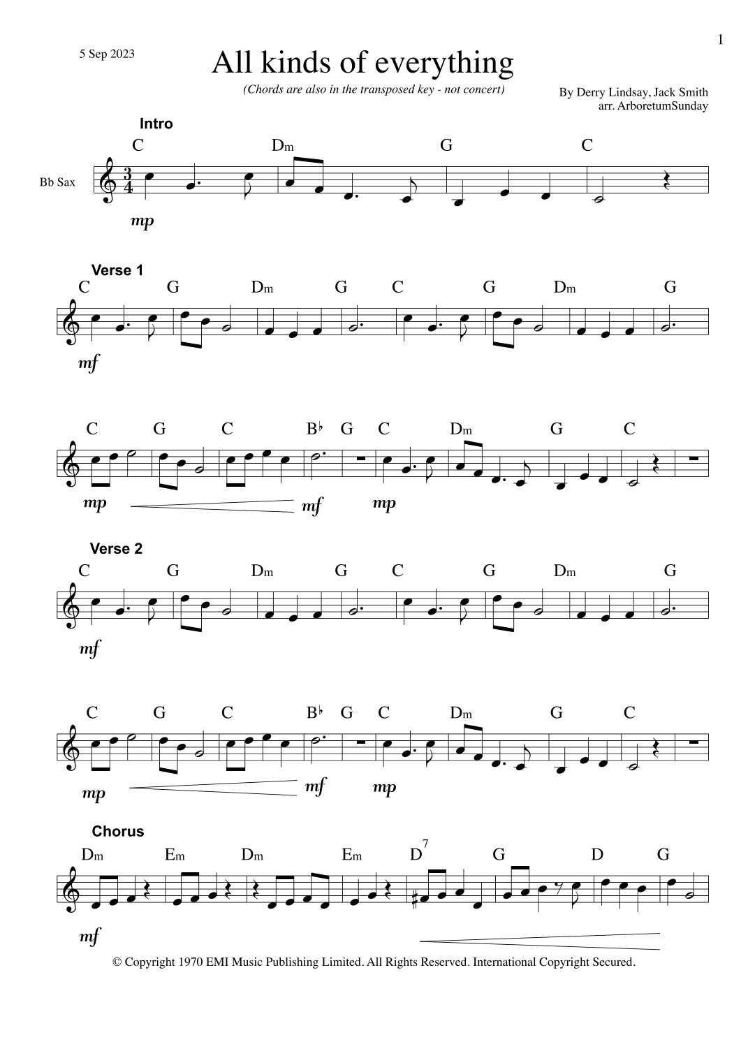 All Kinds Of Everything (arr. ArboretumSunday)