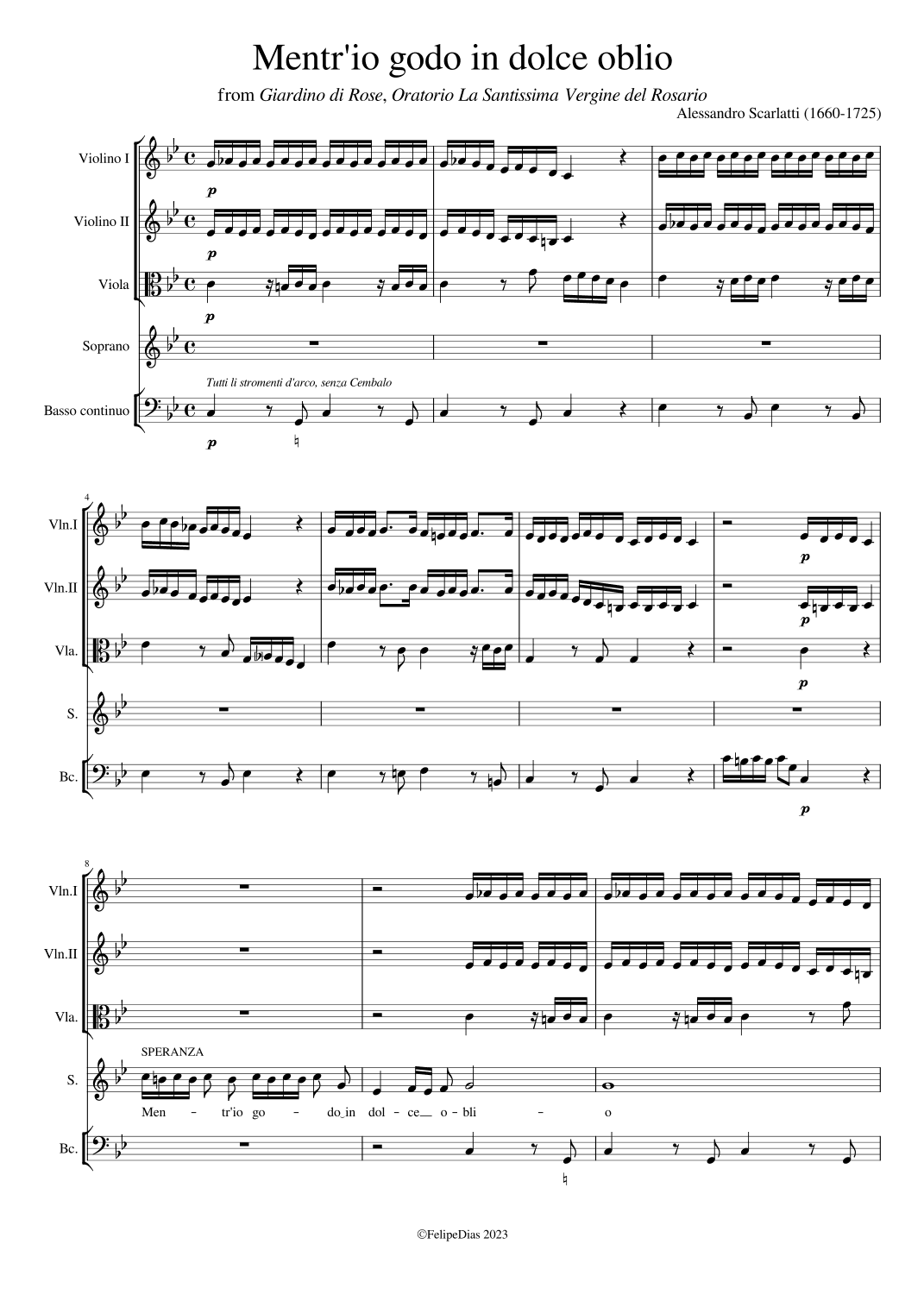 Mentr'io godo in dolce oblio (arr. Early Music Scores)