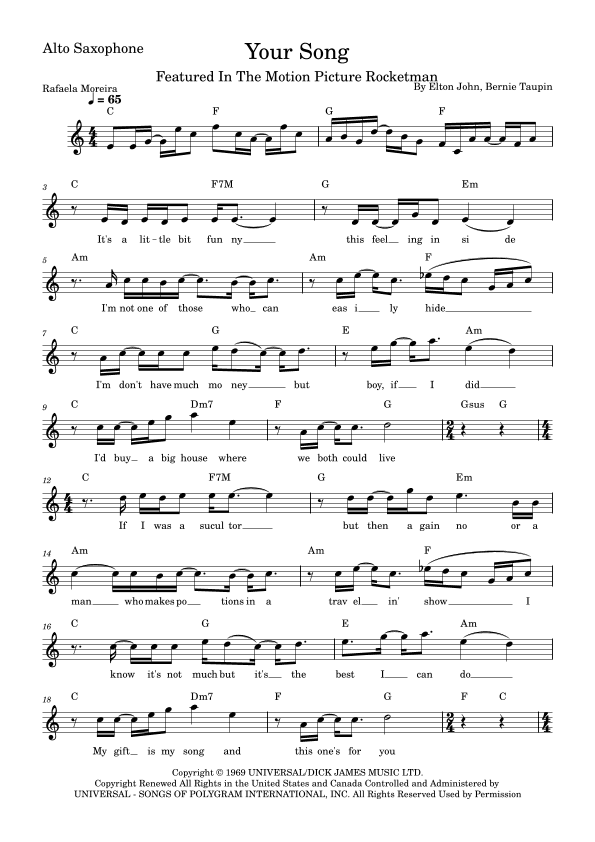 Your Song (arr. Rafaela Moreira)