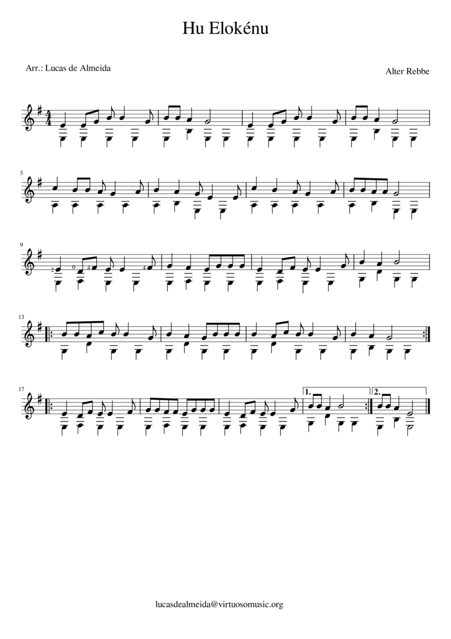Hu Elokeinu (arr. Lucas de Almeida)