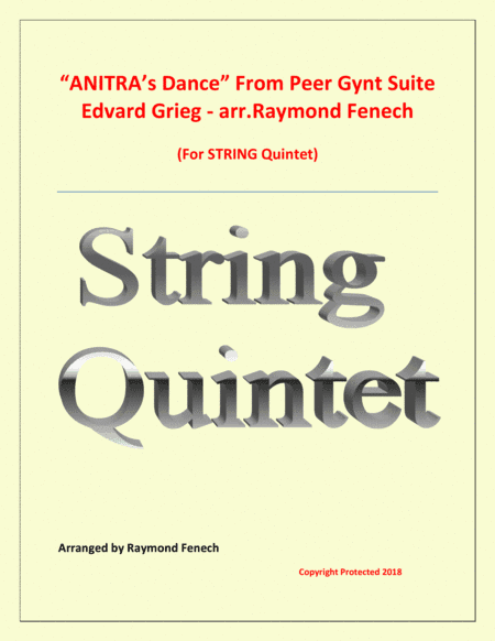 Anitra's Dance - From Peer Gynt - String Quintet (3 Violins; Viola and Violoncello) (arr. Raymond Fenech)