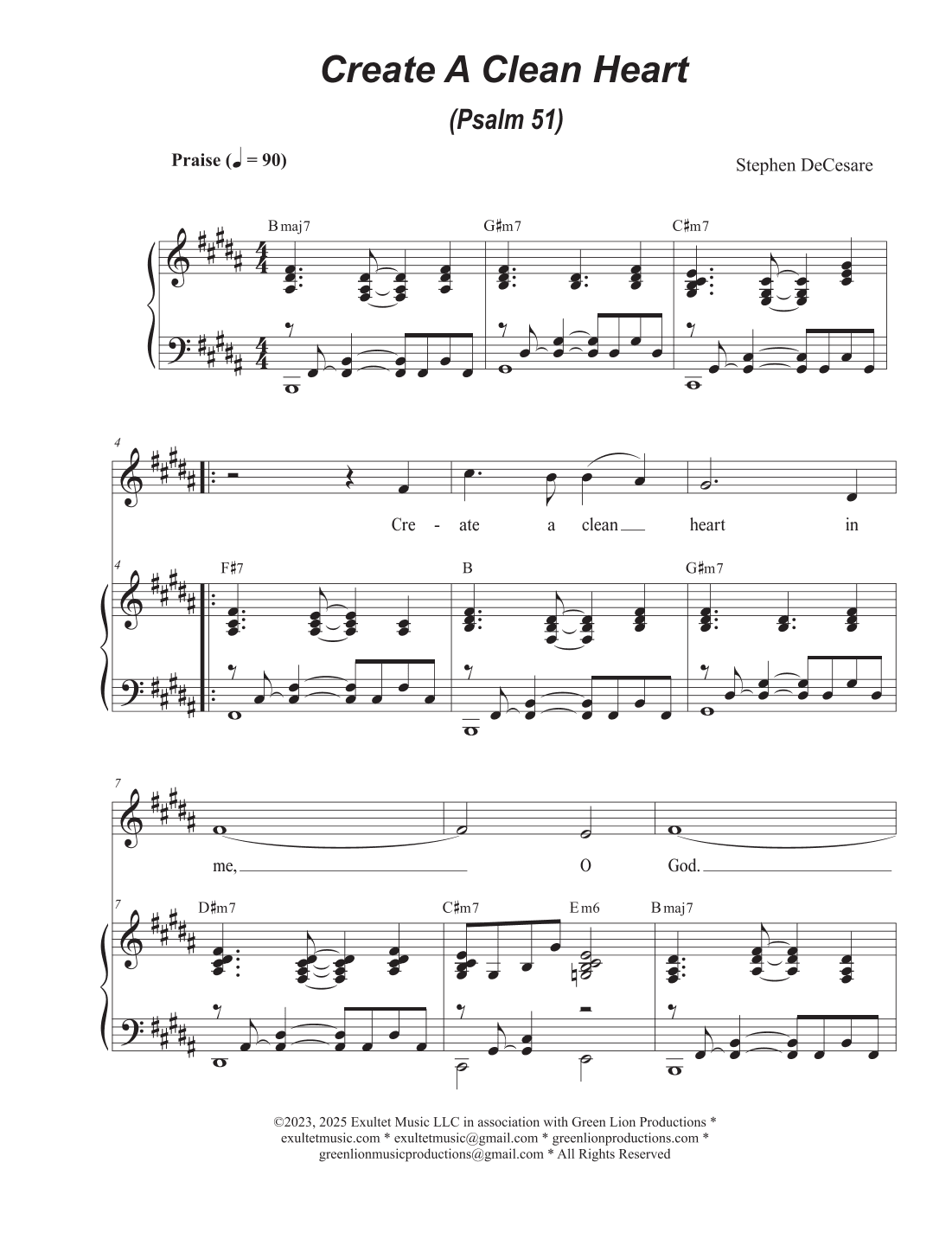 Create A Clean Heart (Psalm 51) (Vocal solo)