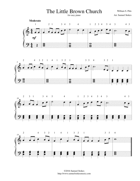 The Little Brown Church (The Church in the Wildwood) - for easy piano (arr. Samuel Stokes)