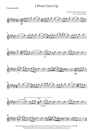 I Won't Give Up (arr. Fernando Britto)