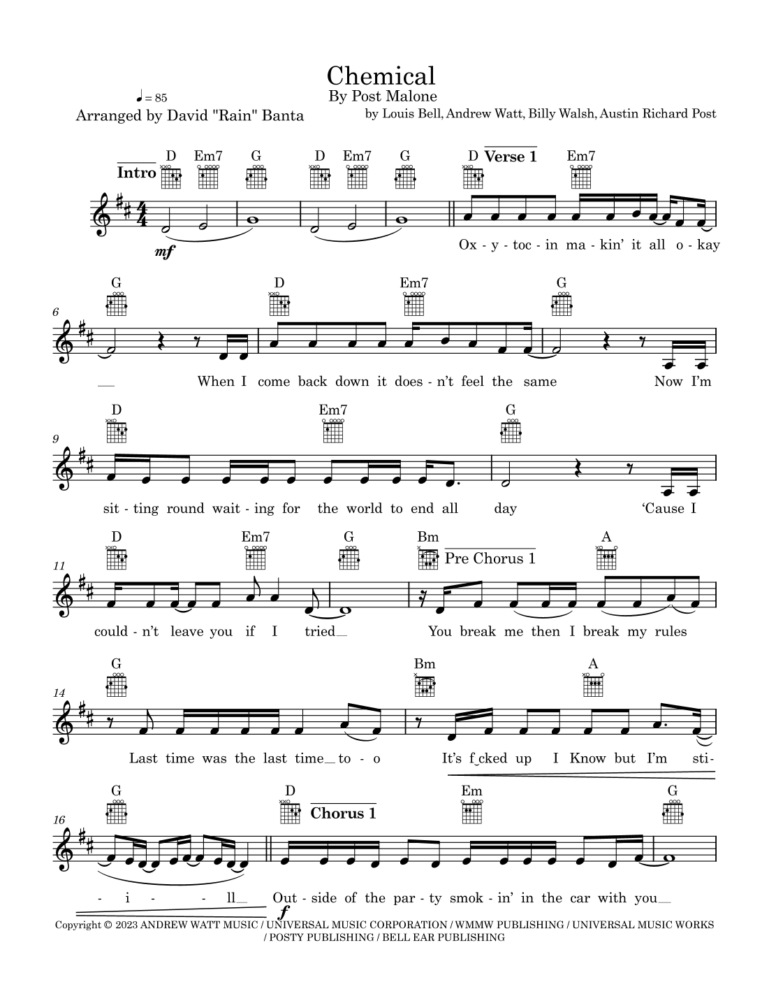 Chemical (arr. David "Rain" Banta)