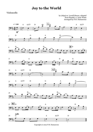 Joy to the World - Cello Solo with Chords (arr. P.H. Damasceno)