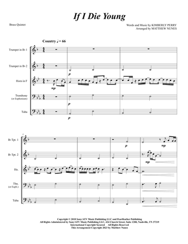 If I Die Young (arr. Matthew Nunes)